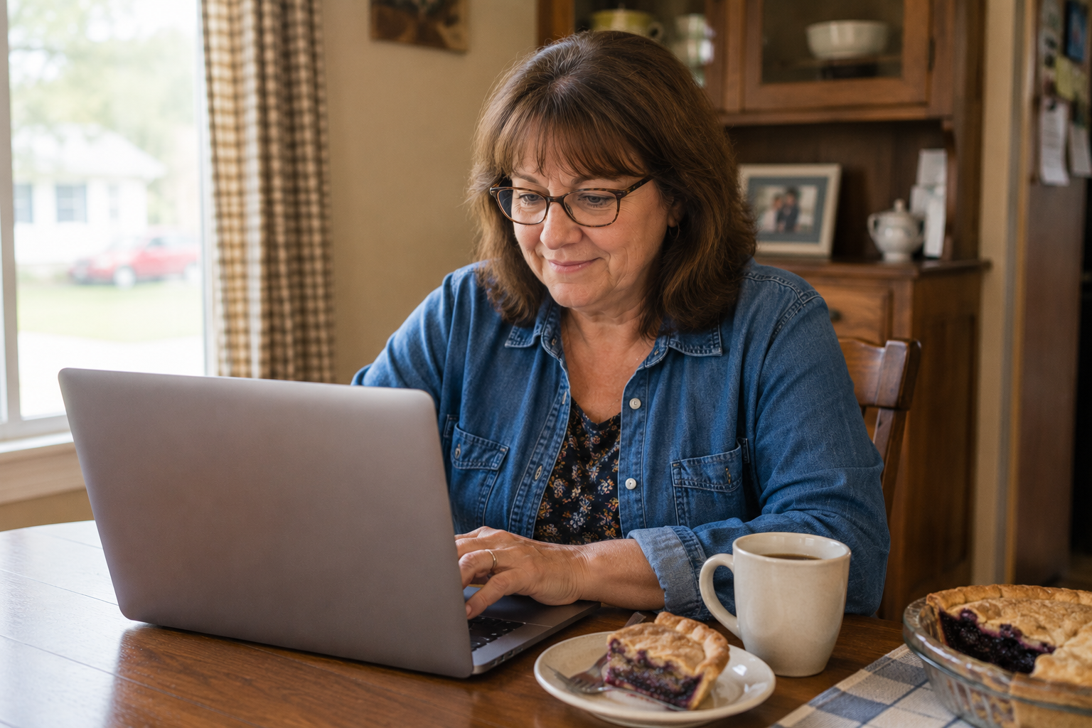 Image ALT Tag: South Georgia resident using a laptop to access online services